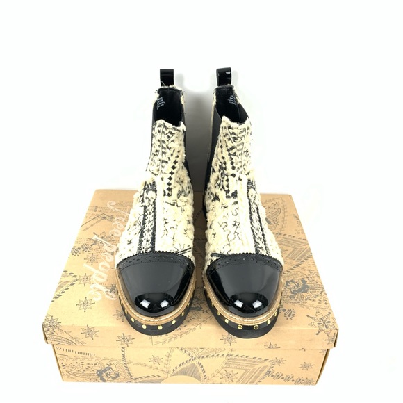 Free People Textile Atlas Chelsea Boot Beige Black Boho Festival Country - Picture 5 of 8